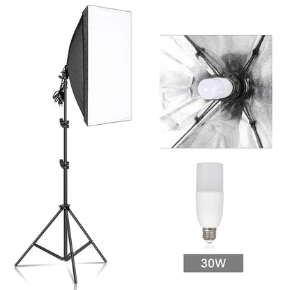 Softbox Photography Lighting Kit | E27, 210° Rotating, Adjustable Tripod | Studio & Video — Wahooly Softbox Photography Lighting Kit | E27 Bulb, 210° Rotating Softbox, Adjustable Tripod | Studio, Portrait & Video Lighting