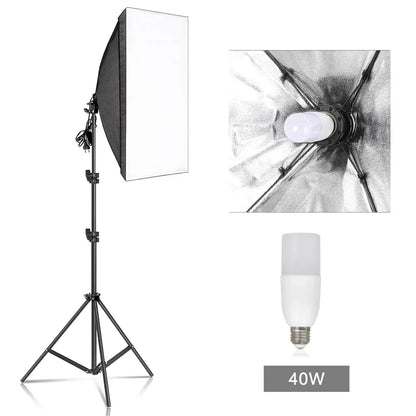 Softbox Photography Lighting Kit | E27, 210° Rotating, Adjustable Tripod | Studio & Video — Wahooly Softbox Photography Lighting Kit | E27 Bulb, 210° Rotating Softbox, Adjustable Tripod | Studio, Portrait & Video Lighting