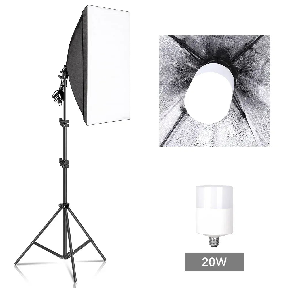 Softbox Photography Lighting Kit | E27, 210° Rotating, Adjustable Tripod | Studio & Video — Wahooly Softbox Photography Lighting Kit | E27 Bulb, 210° Rotating Softbox, Adjustable Tripod | Studio, Portrait & Video Lighting