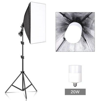 Softbox Photography Lighting Kit | E27, 210° Rotating, Adjustable Tripod | Studio & Video — Wahooly Softbox Photography Lighting Kit | E27 Bulb, 210° Rotating Softbox, Adjustable Tripod | Studio, Portrait & Video Lighting