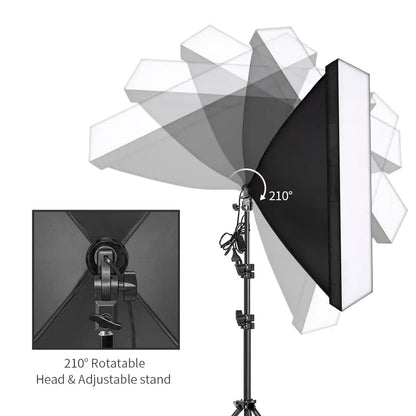 Softbox Photography Lighting Kit | E27, 210° Rotating, Adjustable Tripod | Studio & Video — Wahooly Softbox Photography Lighting Kit | E27 Bulb, 210° Rotating Softbox, Adjustable Tripod | Studio, Portrait & Video Lighting