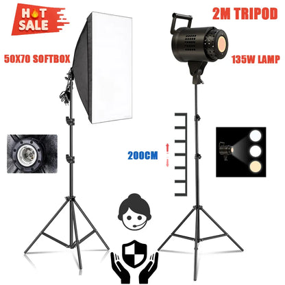 Softbox Photography Lighting Kit | E27, 210° Rotating, Adjustable Tripod | Studio & Video — Wahooly Softbox Photography Lighting Kit | E27 Bulb, 210° Rotating Softbox, Adjustable Tripod | Studio, Portrait & Video Lighting