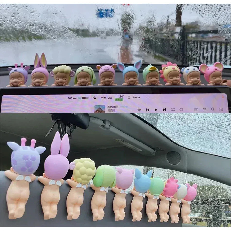 Sonny Angel Dreaming Series 9-Piece Set - Animal Hat Desk Ornaments | Complete Collection Sonny Angle Dreaming Series Lovely Angel Doll Desk Ornamen