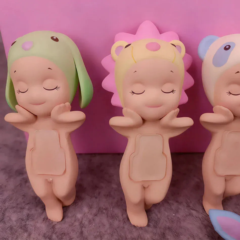 Sonny Angel Dreaming Series 9-Piece Set - Animal Hat Desk Ornaments | Complete Collection Sonny Angle Dreaming Series Lovely Angel Doll Desk Ornamen