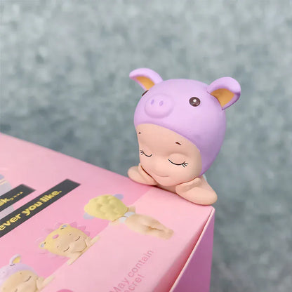 Sonny Angel Dreaming Series 9-Piece Set - Animal Hat Desk Ornaments | Complete Collection Sonny Angle Dreaming Series Lovely Angel Doll Desk Ornamen