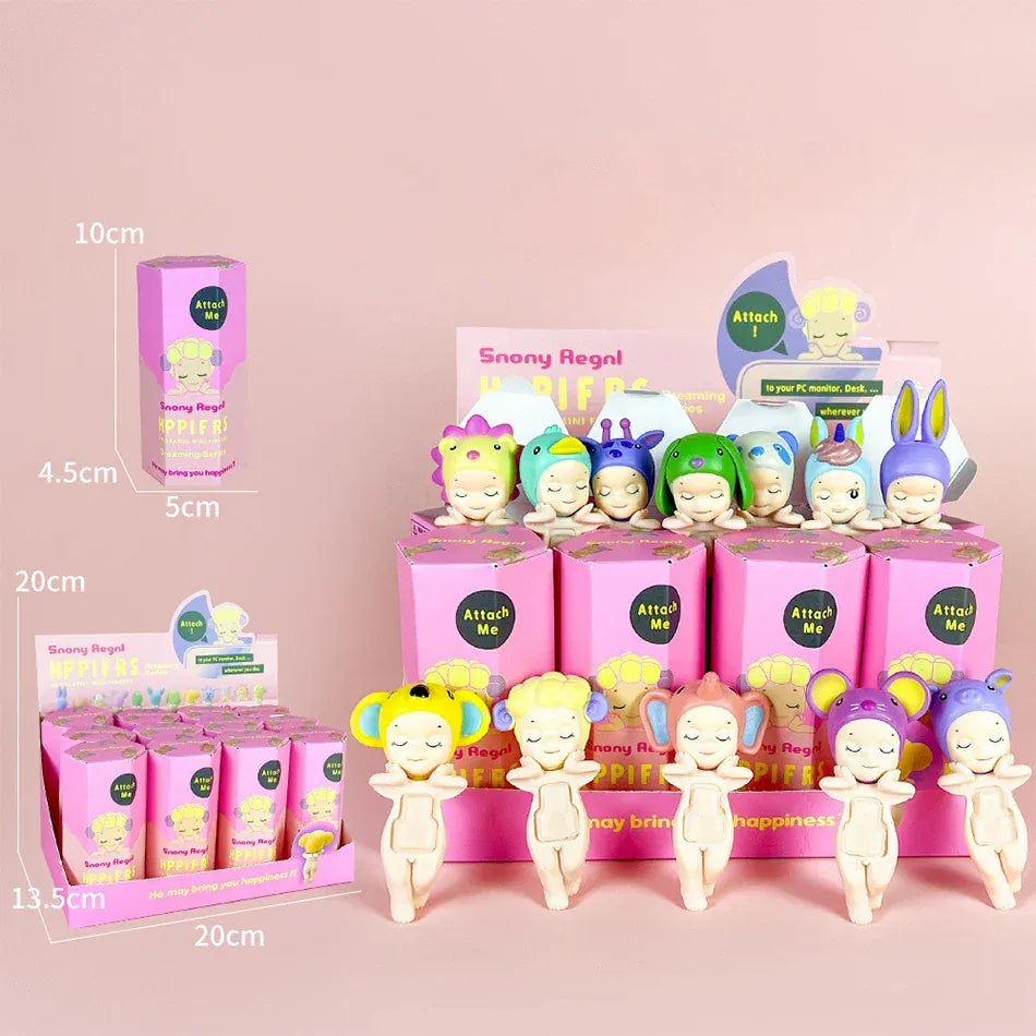 Sonny Angel Dreaming Series 9-Piece Set - Animal Hat Desk Ornaments | Complete Collection Sonny Angle Dreaming Series Lovely Angel Doll Desk Ornamen