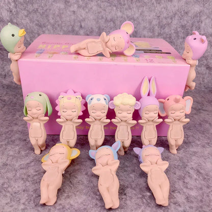 Sonny Angel Dreaming Series 9-Piece Set - Animal Hat Desk Ornaments | Complete Collection Sonny Angle Dreaming Series Lovely Angel Doll Desk Ornamen