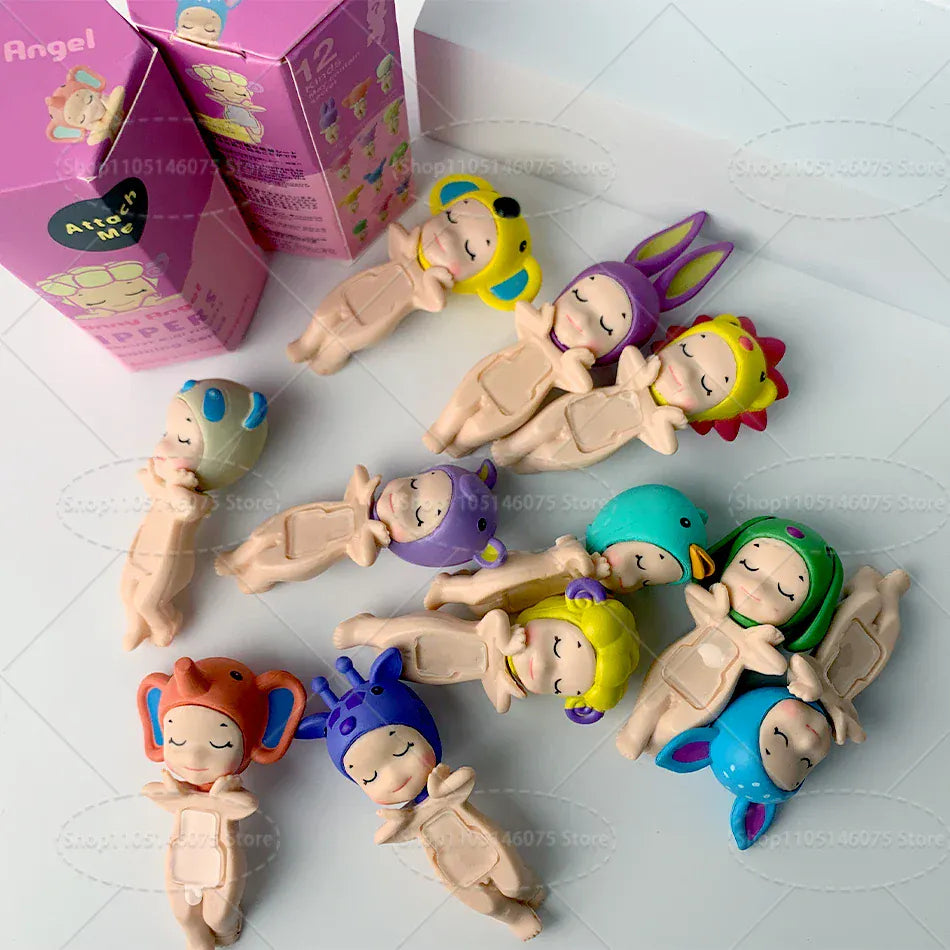 Sonny Angel Dreaming Series 9-Piece Set - Animal Hat Desk Ornaments | Complete Collection Sonny Angle Dreaming Series Lovely Angel Doll Desk Ornamen