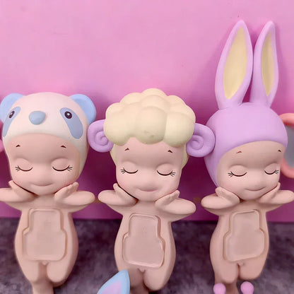 Sonny Angel Dreaming Series 9-Piece Set - Animal Hat Desk Ornaments | Complete Collection Sonny Angle Dreaming Series Lovely Angel Doll Desk Ornamen