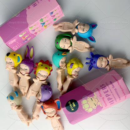 Sonny Angel Dreaming Series 9-Piece Set - Animal Hat Desk Ornaments | Complete Collection Sonny Angle Dreaming Series Lovely Angel Doll Desk Ornamen