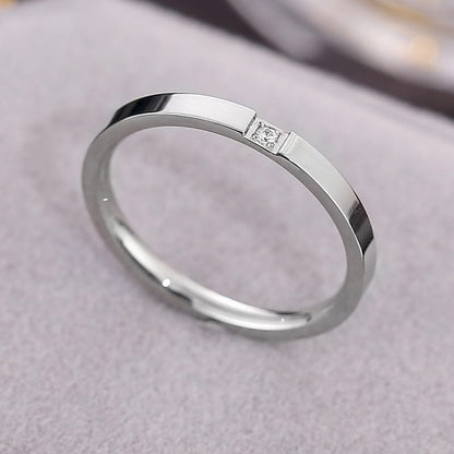 Zirconia Couple Ring – Titanium Steel 18K Rose Gold | Sparkling Diamond Ring for Women Sparkling Zirconia Couple Ring – Titanium Steel, 18K Rose Gold Finish