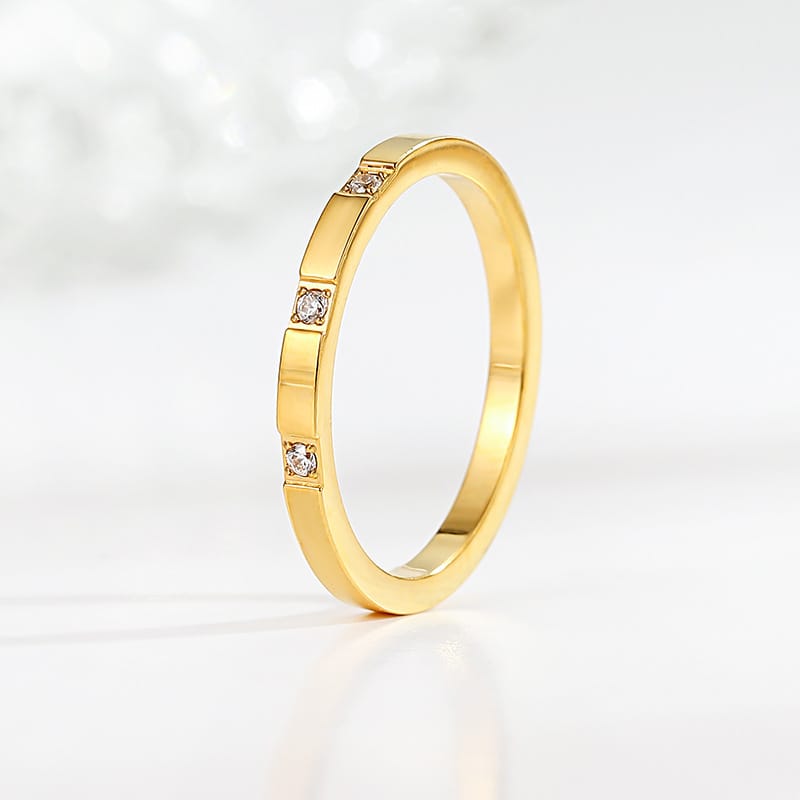 Zirconia Couple Ring – Titanium Steel 18K Rose Gold | Sparkling Diamond Ring for Women Sparkling Zirconia Couple Ring – Titanium Steel, 18K Rose Gold Finish