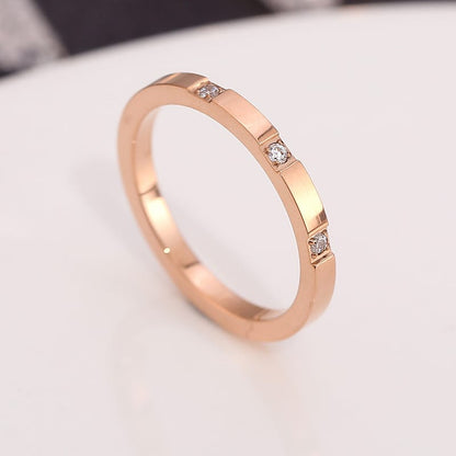 Zirconia Couple Ring – Titanium Steel 18K Rose Gold | Sparkling Diamond Ring for Women Sparkling Zirconia Couple Ring – Titanium Steel, 18K Rose Gold Finish