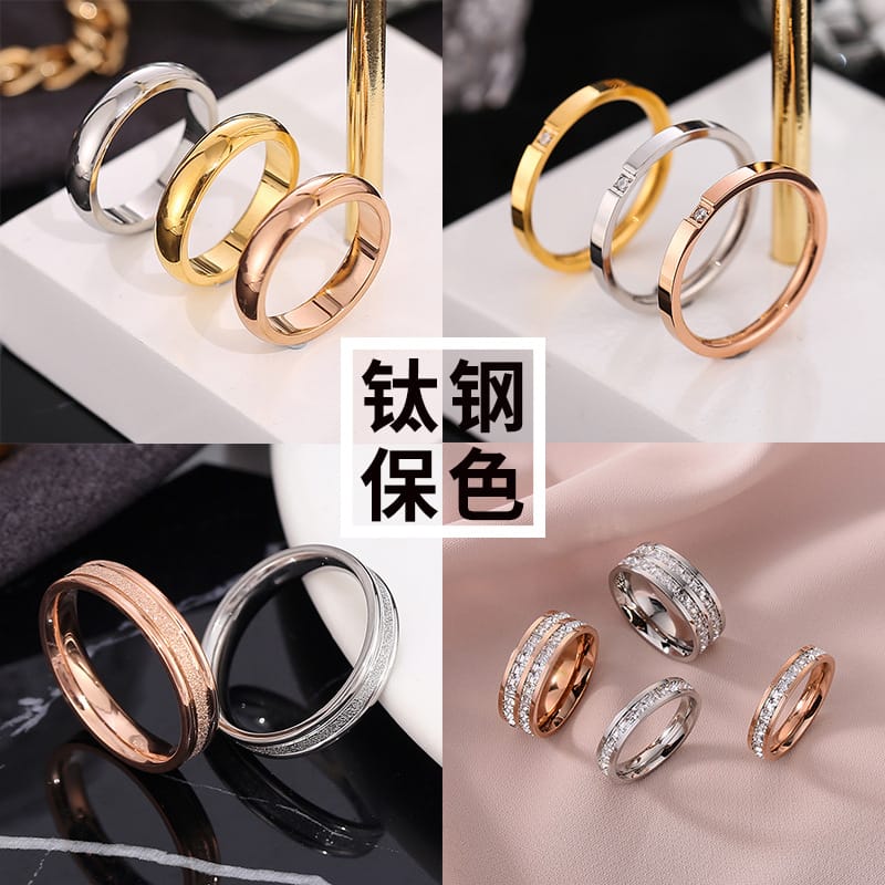 Zirconia Couple Ring – Titanium Steel 18K Rose Gold | Sparkling Diamond Ring for Women Sparkling Zirconia Couple Ring – Titanium Steel, 18K Rose Gold Finish
