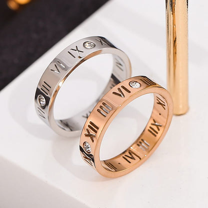 Zirconia Couple Ring – Titanium Steel 18K Rose Gold | Sparkling Diamond Ring for Women Sparkling Zirconia Couple Ring – Titanium Steel, 18K Rose Gold Finish
