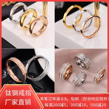 Zirconia Couple Ring – Titanium Steel 18K Rose Gold | Sparkling Diamond Ring for Women Sparkling Zirconia Couple Ring – Titanium Steel, 18K Rose Gold Finish