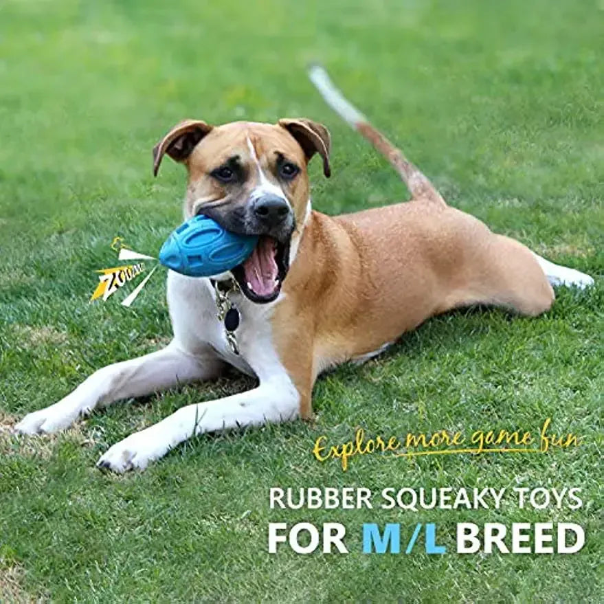 Squeaky Rubber Chew Ball for Aggressive Chewers – Medium & Large Dogs | Wahooly Squeaky Rubber Chew Ball for Aggressive Chewers – Teeth Cleaning Toy for Medium & Large Dogs