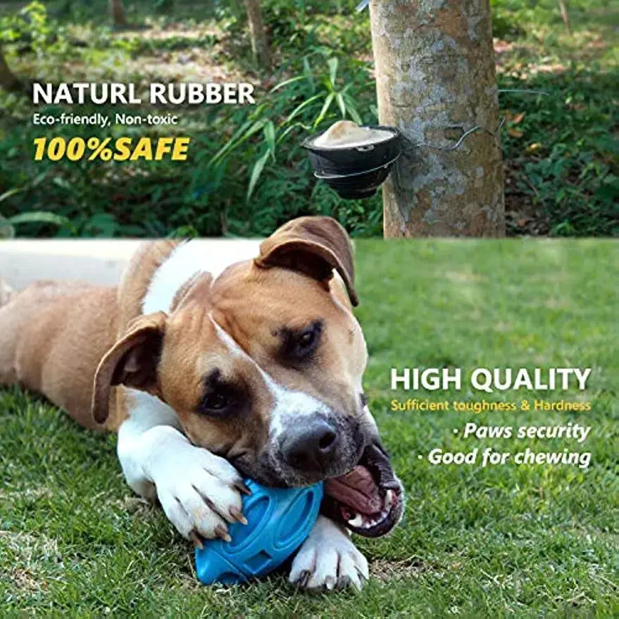 Squeaky Rubber Chew Ball for Aggressive Chewers – Medium & Large Dogs | Wahooly Squeaky Rubber Chew Ball for Aggressive Chewers – Teeth Cleaning Toy for Medium & Large Dogs