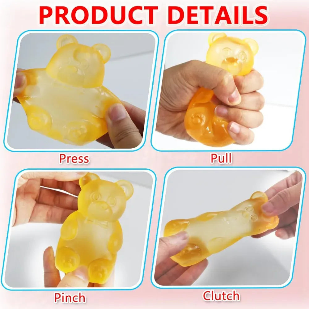 Squishy Gummy Bear Stress Relief Toy | Slow-Rebound Fidget Squishies Squishy Gummy Bear Squeeze Toy - Stress Relief Fidget Sensory Toys, Soft Slow-Rebound Squishies for Anxiety, Hand Therapy