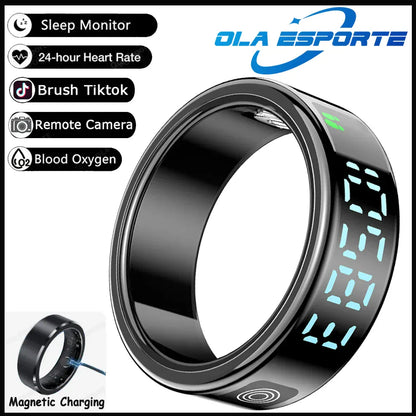 SR08 Smart Ring - LED Display, Gesture Control & Health Tracker | Wahooly SR08 Smart Ring with Charging Box for Men Women LED Display Screen Gesture Control Health Monitor 5ATM Waterproof Sports Rings
