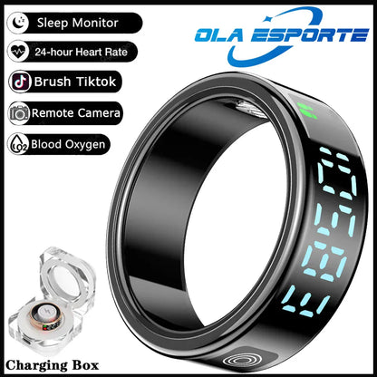 SR08 Smart Ring - LED Display, Gesture Control & Health Tracker | Wahooly SR08 Smart Ring with Charging Box for Men Women LED Display Screen Gesture Control Health Monitor 5ATM Waterproof Sports Rings