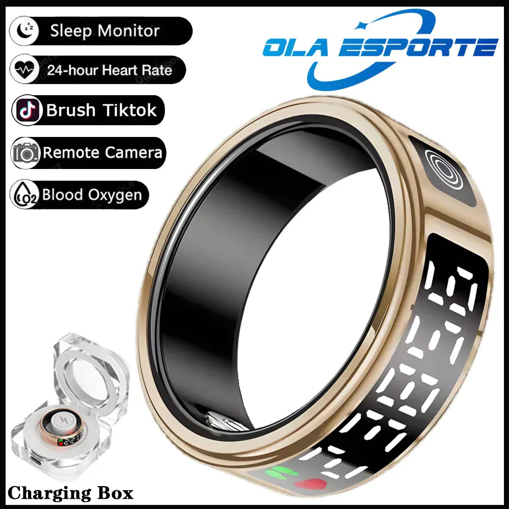 SR08 Smart Ring - LED Display, Gesture Control & Health Tracker | Wahooly SR08 Smart Ring with Charging Box for Men Women LED Display Screen Gesture Control Health Monitor 5ATM Waterproof Sports Rings