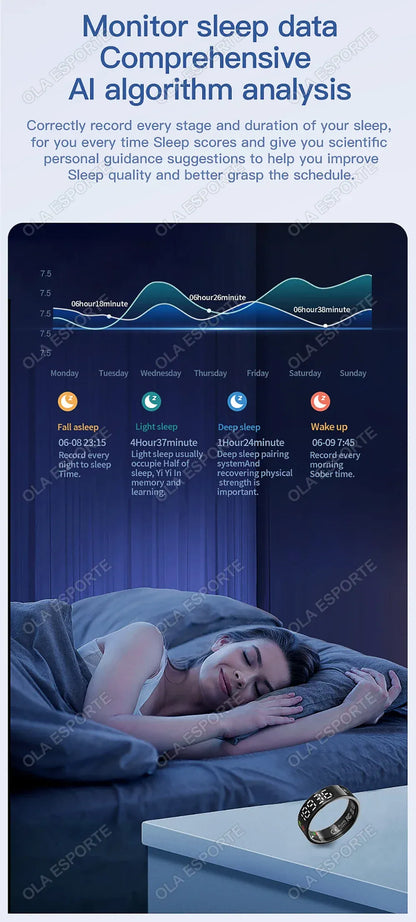 SR08 Smart Ring - LED Display, Gesture Control & Health Tracker | Wahooly SR08 Smart Ring with Charging Box for Men Women LED Display Screen Gesture Control Health Monitor 5ATM Waterproof Sports Rings