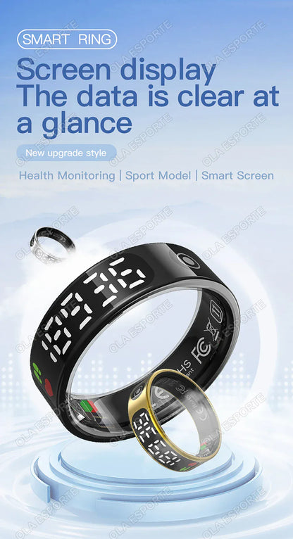 SR08 Smart Ring - LED Display, Gesture Control & Health Tracker | Wahooly SR08 Smart Ring with Charging Box for Men Women LED Display Screen Gesture Control Health Monitor 5ATM Waterproof Sports Rings