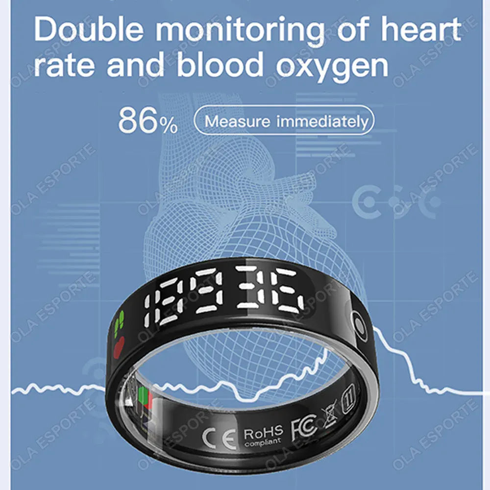 SR08 Smart Ring - LED Display, Gesture Control & Health Tracker | Wahooly SR08 Smart Ring with Charging Box for Men Women LED Display Screen Gesture Control Health Monitor 5ATM Waterproof Sports Rings