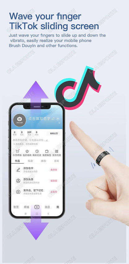 SR08 Smart Ring - LED Display, Gesture Control & Health Tracker | Wahooly SR08 Smart Ring with Charging Box for Men Women LED Display Screen Gesture Control Health Monitor 5ATM Waterproof Sports Rings