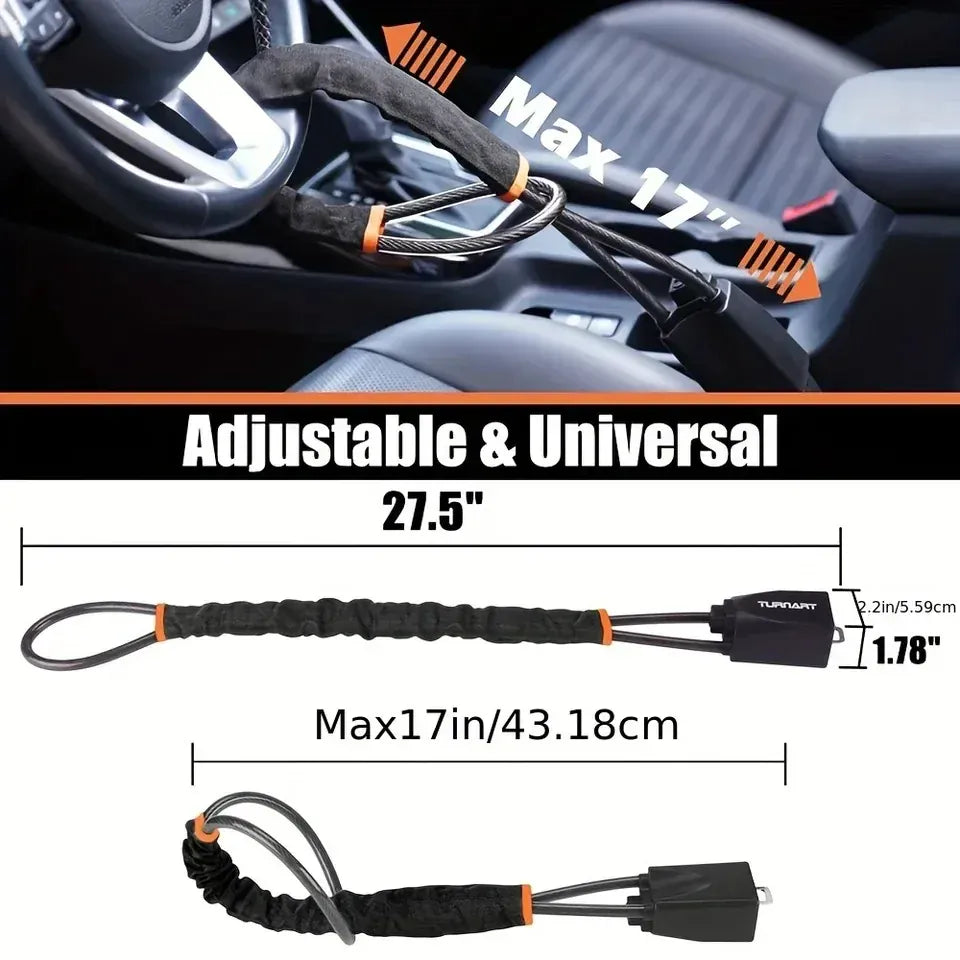 Steel Cable Steering Wheel Lock | Adjustable Anti-Theft Security Device – Universal Fit Steel Cable Steering Wheel Lock – Adjustable Anti-Theft Security Device for Cars, SUVs, Trucks & Vans