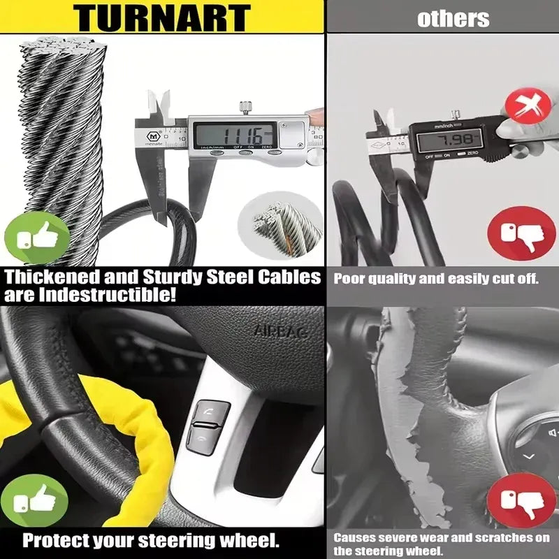 Steel Cable Steering Wheel Lock | Adjustable Anti-Theft Security Device – Universal Fit Steel Cable Steering Wheel Lock – Adjustable Anti-Theft Security Device for Cars, SUVs, Trucks & Vans