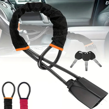 Steel Cable Steering Wheel Lock | Adjustable Anti-Theft Security Device – Universal Fit Steel Cable Steering Wheel Lock – Adjustable Anti-Theft Security Device for Cars, SUVs, Trucks & Vans