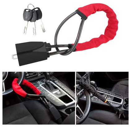 Steel Cable Steering Wheel Lock | Adjustable Anti-Theft Security Device – Universal Fit Steel Cable Steering Wheel Lock – Adjustable Anti-Theft Security Device for Cars, SUVs, Trucks & Vans