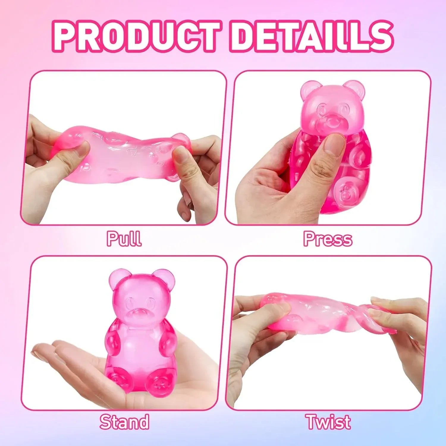 Stress Bear Squishy Ball Gummy Bear Toy Sugar Filled Squishy Toys for Kids Stress Relief Ultra-Soft Decompression Venting Toys Stress Bear Squishy Ball Gummy Bear Toy Sugar Filled Squishy Toys for Kids Stress Relief Ultra-Soft Decompression Venting Toys