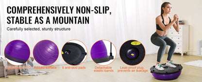 SucceBuy Half Exercise Ball Trainer Balance Ball Trainer Stability Ball Yoga Ball with Resistance Bands &Foot Pump Strength Ball SucceBuy Half Exercise Ball Trainer Balance Ball Trainer Stability Ball Yoga Ball with Resistance Bands &Foot Pump Strength Ball