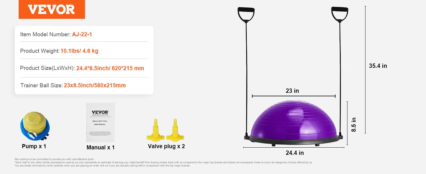 SucceBuy Half Exercise Ball Trainer Balance Ball Trainer Stability Ball Yoga Ball with Resistance Bands &Foot Pump Strength Ball SucceBuy Half Exercise Ball Trainer Balance Ball Trainer Stability Ball Yoga Ball with Resistance Bands &Foot Pump Strength Ball
