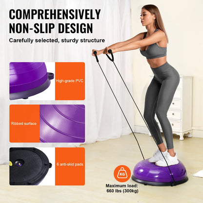 SucceBuy Half Exercise Ball Trainer Balance Ball Trainer Stability Ball Yoga Ball with Resistance Bands &Foot Pump Strength Ball SucceBuy Half Exercise Ball Trainer Balance Ball Trainer Stability Ball Yoga Ball with Resistance Bands &Foot Pump Strength Ball