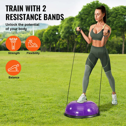SucceBuy Half Exercise Ball Trainer Balance Ball Trainer Stability Ball Yoga Ball with Resistance Bands &Foot Pump Strength Ball SucceBuy Half Exercise Ball Trainer Balance Ball Trainer Stability Ball Yoga Ball with Resistance Bands &Foot Pump Strength Ball