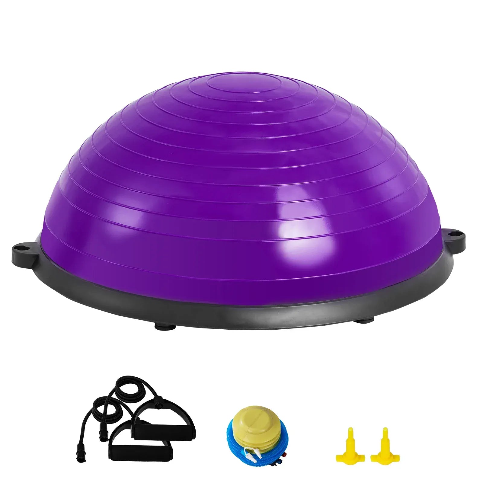 SucceBuy Half Exercise Ball Trainer Balance Ball Trainer Stability Ball Yoga Ball with Resistance Bands &Foot Pump Strength Ball SucceBuy Half Exercise Ball Trainer Balance Ball Trainer Stability Ball Yoga Ball with Resistance Bands &Foot Pump Strength Ball