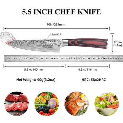 Sunnecko Chef's Knife 8“ 5.5” High Carbon Stainless Steel Kitchen Knives Slicing Tools Razor Sharp Meat Vegetable Cutting Knife Sunnecko Chef's Knife 8“ 5.5” High Carbon Stainless Steel Kitchen Knives Slicing Tools Razor Sharp Meat Vegetable Cutting Knife
