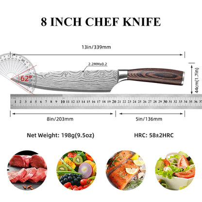 Sunnecko Chef's Knife 8“ 5.5” High Carbon Stainless Steel Kitchen Knives Slicing Tools Razor Sharp Meat Vegetable Cutting Knife Sunnecko Chef's Knife 8“ 5.5” High Carbon Stainless Steel Kitchen Knives Slicing Tools Razor Sharp Meat Vegetable Cutting Knife