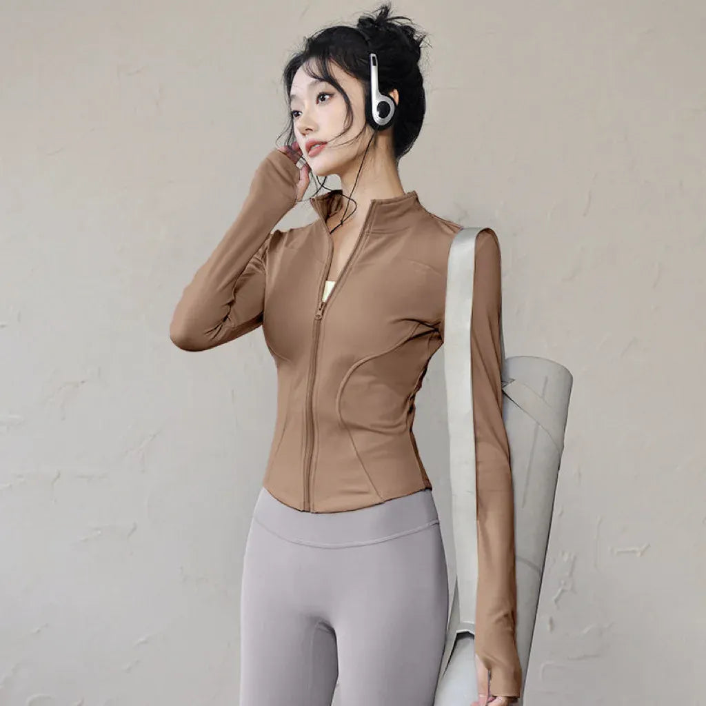 Women's Zip-Up Workout Jacket | Shop Wahooly Sunscreen Drying Sports Coat Women Tight Top Yoga Jacket Long Sleeve Zipper Jacket Running Fitness Slim Workout Coat Sportswear
