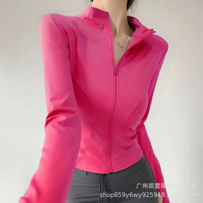Women's Zip-Up Workout Jacket | Shop Wahooly Sunscreen Drying Sports Coat Women Tight Top Yoga Jacket Long Sleeve Zipper Jacket Running Fitness Slim Workout Coat Sportswear