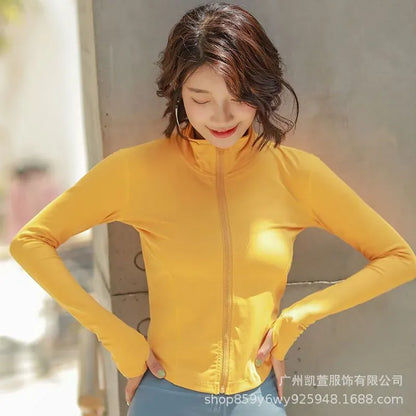 Women's Zip-Up Workout Jacket | Shop Wahooly Sunscreen Drying Sports Coat Women Tight Top Yoga Jacket Long Sleeve Zipper Jacket Running Fitness Slim Workout Coat Sportswear