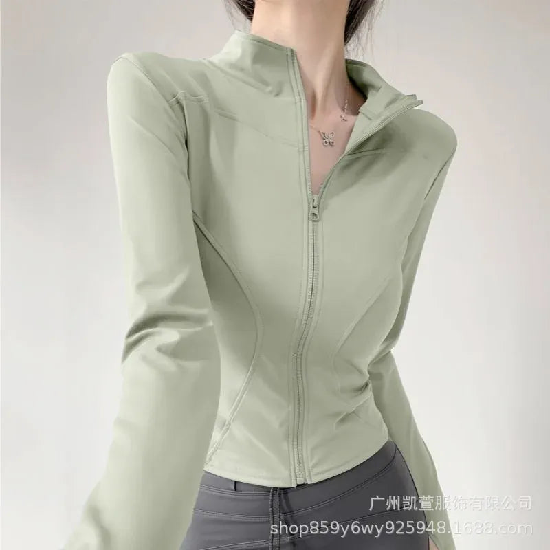 Women's Zip-Up Workout Jacket | Shop Wahooly Sunscreen Drying Sports Coat Women Tight Top Yoga Jacket Long Sleeve Zipper Jacket Running Fitness Slim Workout Coat Sportswear