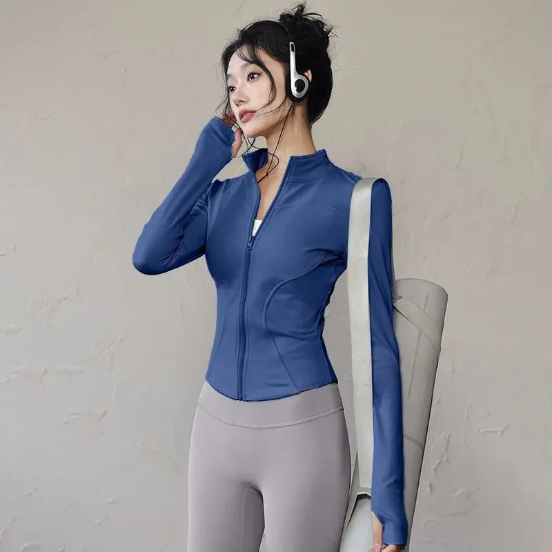 Women's Zip-Up Workout Jacket | Shop Wahooly Sunscreen Drying Sports Coat Women Tight Top Yoga Jacket Long Sleeve Zipper Jacket Running Fitness Slim Workout Coat Sportswear