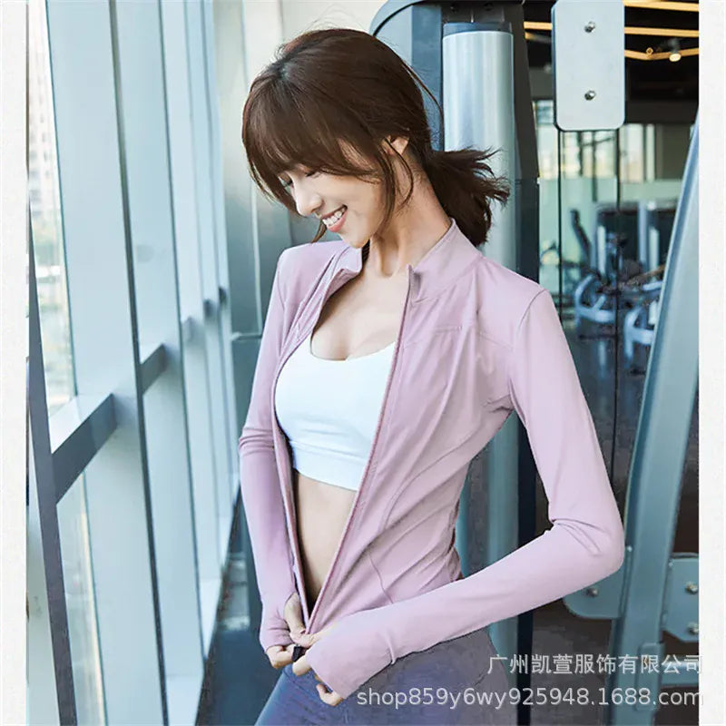 Women's Zip-Up Workout Jacket | Shop Wahooly Sunscreen Drying Sports Coat Women Tight Top Yoga Jacket Long Sleeve Zipper Jacket Running Fitness Slim Workout Coat Sportswear