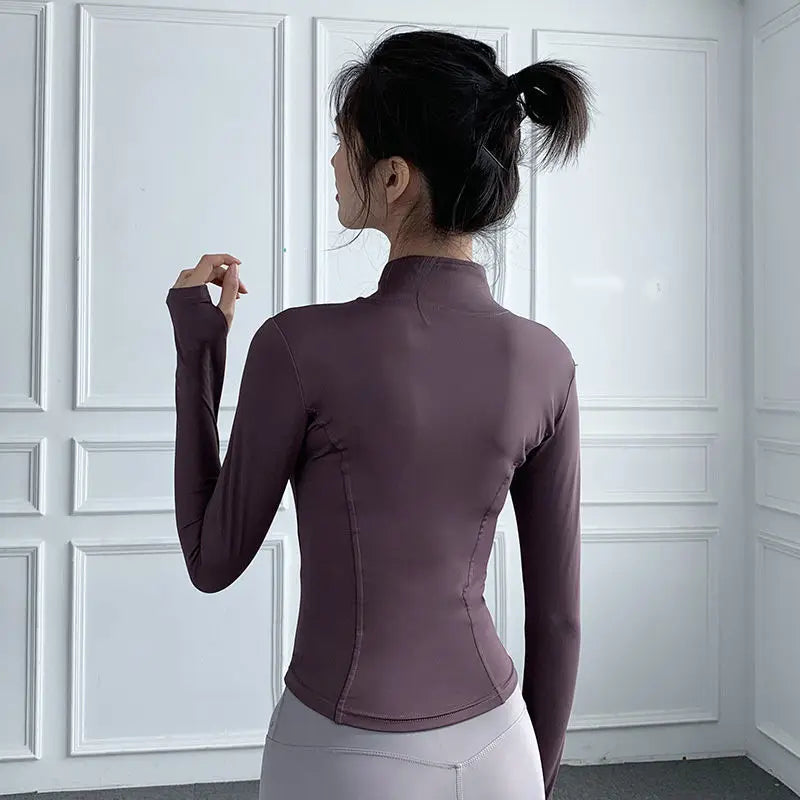 Women's Zip-Up Workout Jacket | Shop Wahooly Sunscreen Drying Sports Coat Women Tight Top Yoga Jacket Long Sleeve Zipper Jacket Running Fitness Slim Workout Coat Sportswear