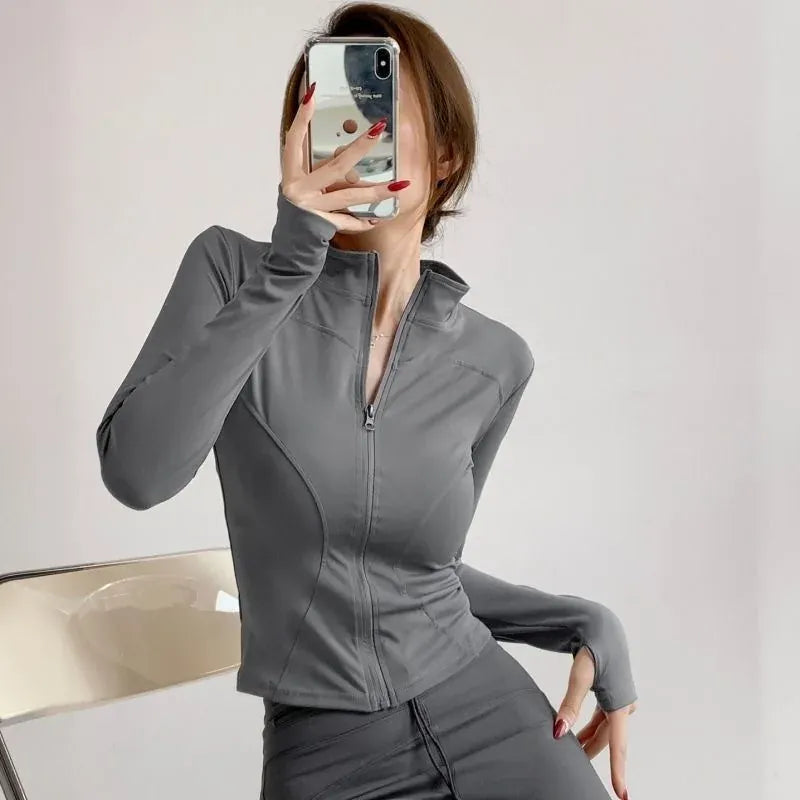 Women's Zip-Up Workout Jacket | Shop Wahooly Sunscreen Drying Sports Coat Women Tight Top Yoga Jacket Long Sleeve Zipper Jacket Running Fitness Slim Workout Coat Sportswear